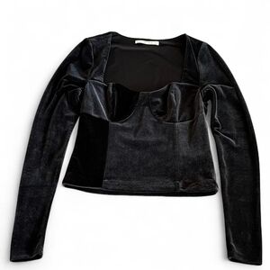 Abercrombie & Fitch Black Velvet Long Sleeve Top